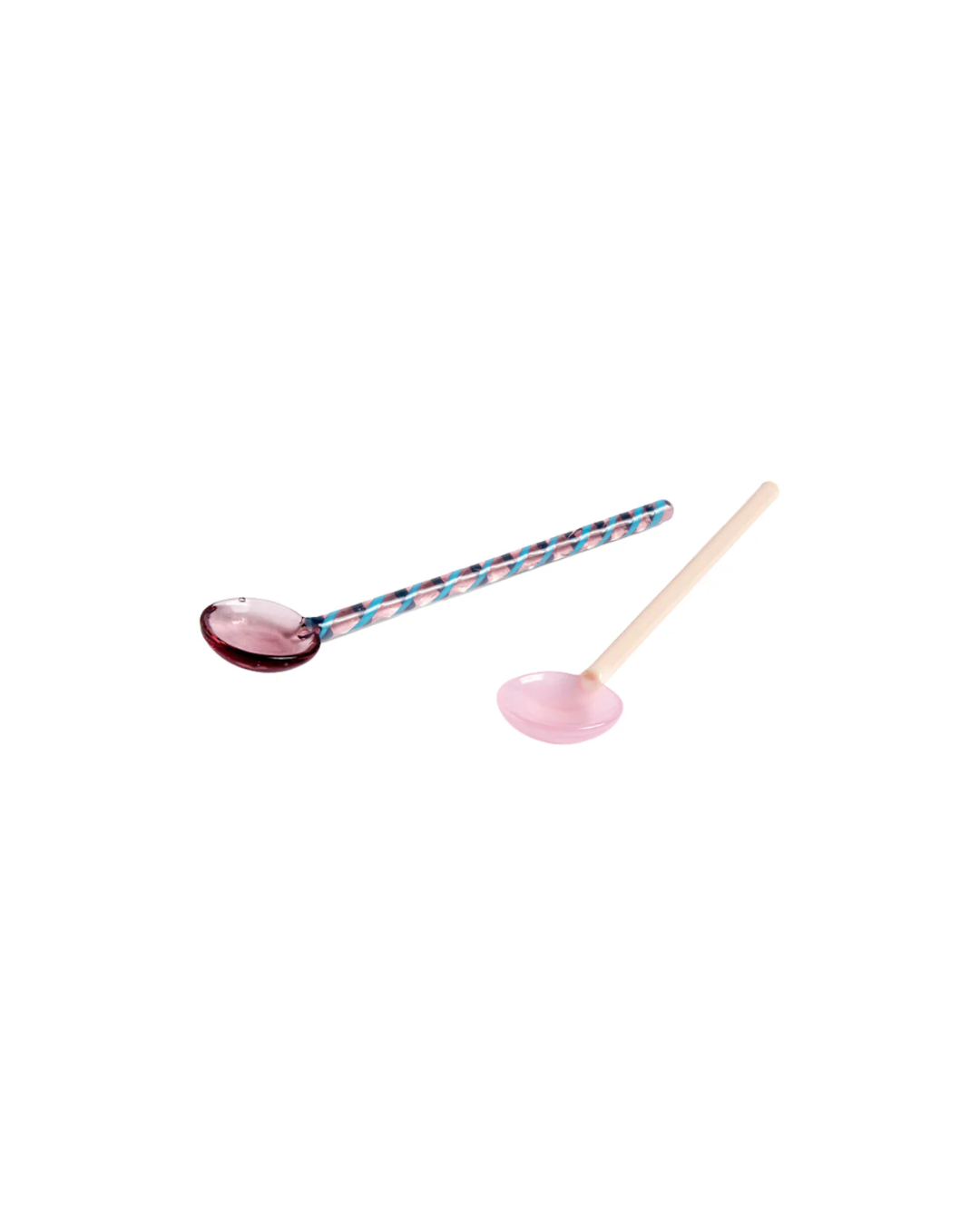 Glass Spoons-round Set Of 2 - Aubergine And Light Pink