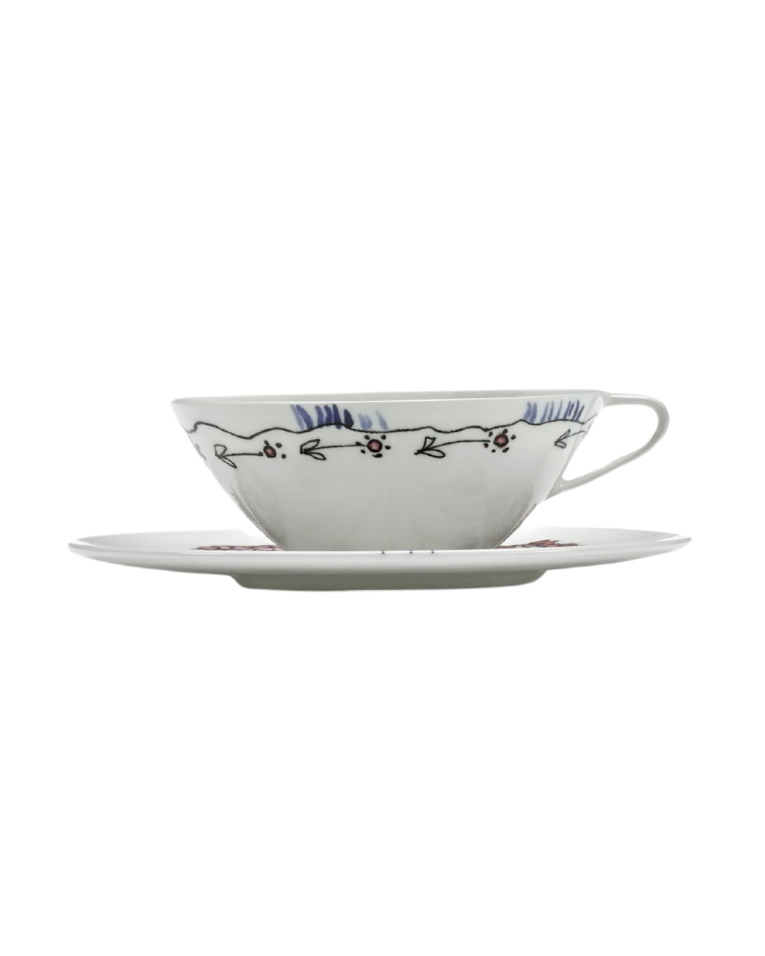 Coffee Cup Low With Saucer Anemone (Set Of 2)
