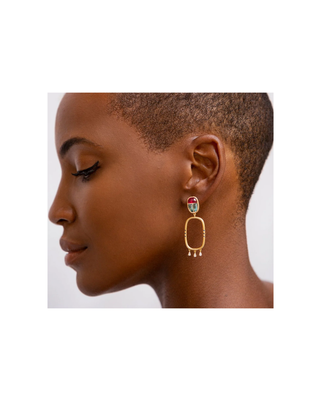 Scarab Amulet Hoop Earrings