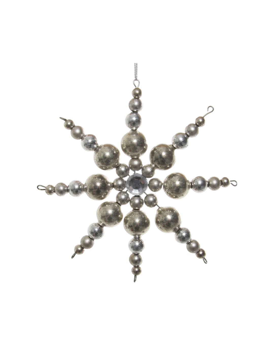 Glass Bead Snowflake Antique Silver (12 Cm)
