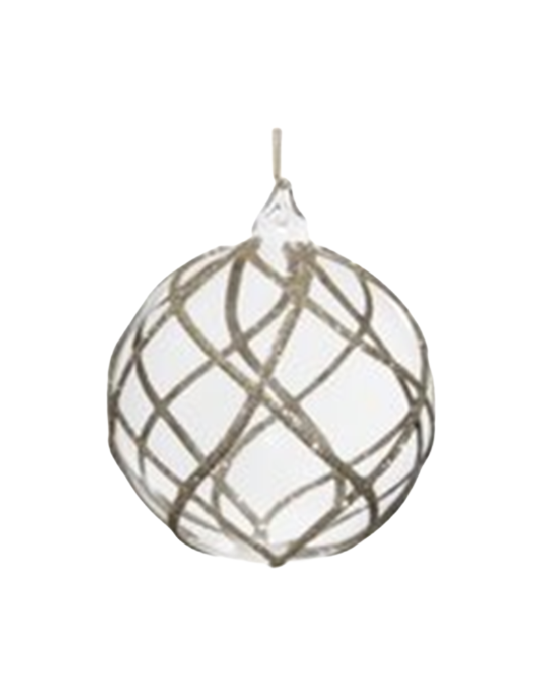 Glass Ball Clear Champagne Glitter Net (10 Cm)