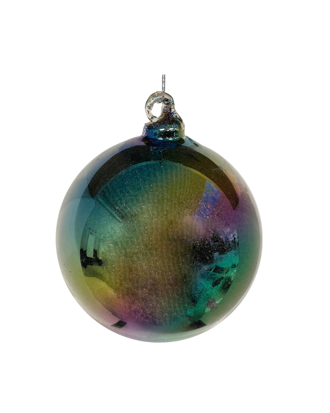 Glass Ball Purple Lustered W/Glitter Inside (8 Cm)