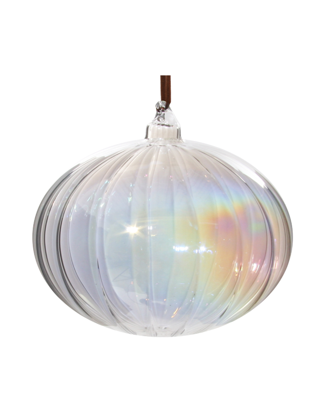 Glass Ball Lined Clear Iridescent (8 Cm)