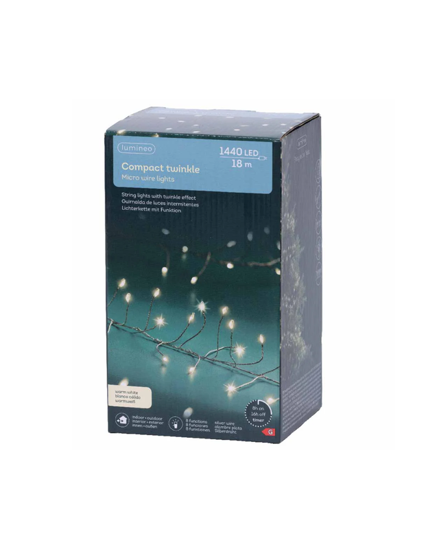 Micro Led Compact Lights 8 Twinkle Effect Outdoor (18 M)