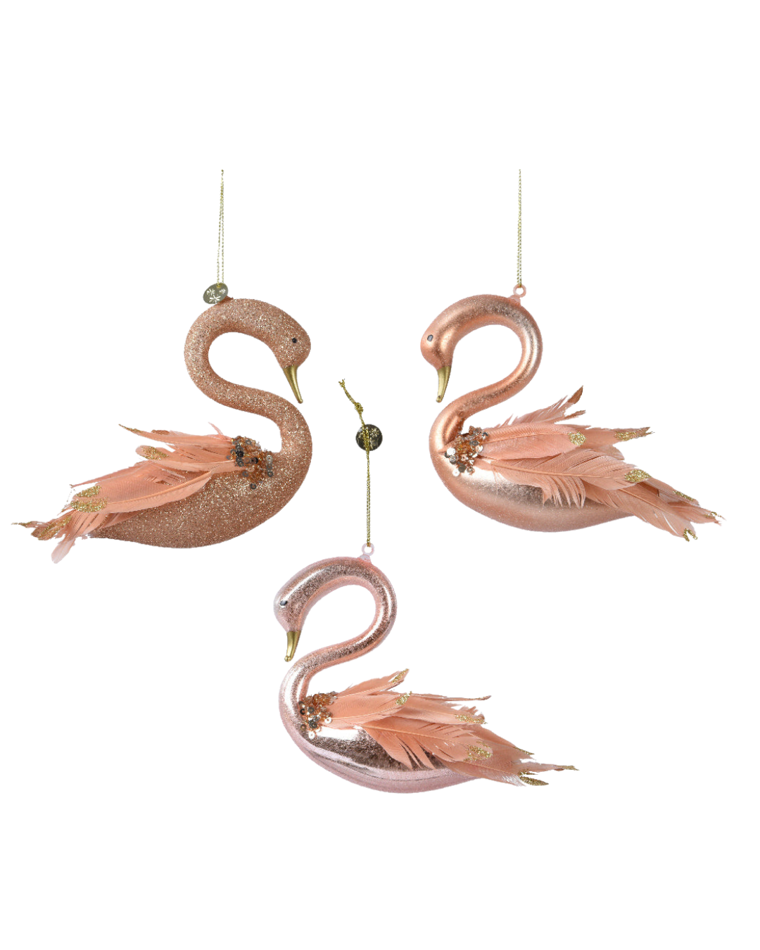 Swan Glass W Sequins W Feather