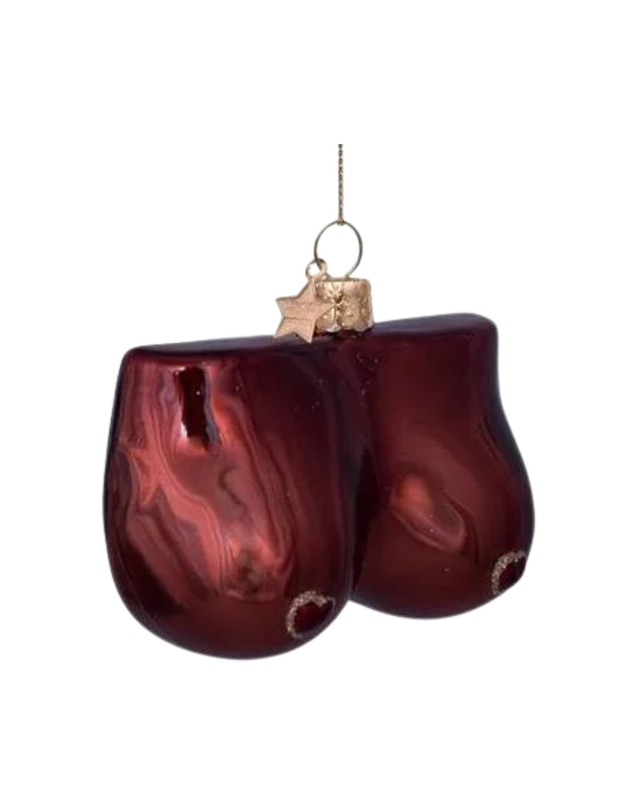 Ornament Glass Dark Boobs W/hearts