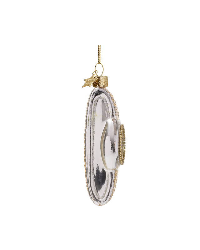 Ornament Glass Silver/ Gold Watch With Green (13 Cm)