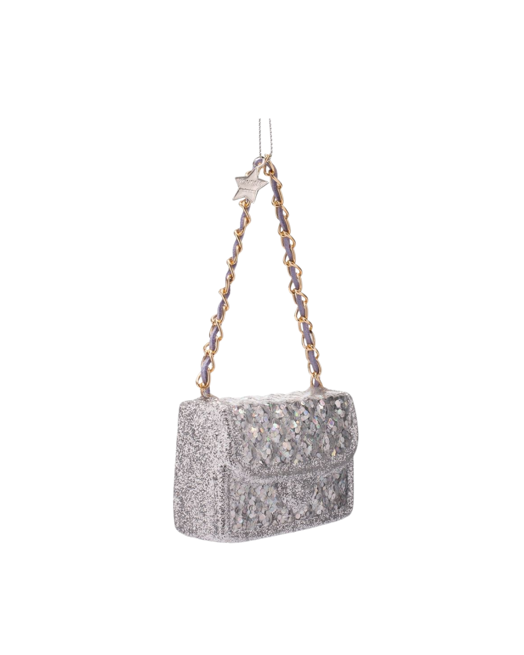 Ornament Glass Silver Glitter Fashion Bag (6 Cm)