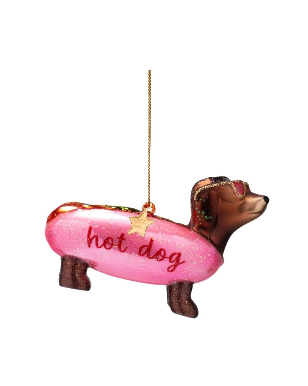 Ornament Glass Bubblegum Pink Hotdog Dachshund (6 Cm)
