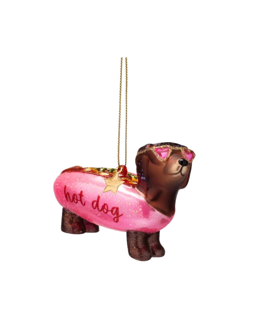 Ornament Glass Bubblegum Pink Hotdog Dachshund (6 Cm)