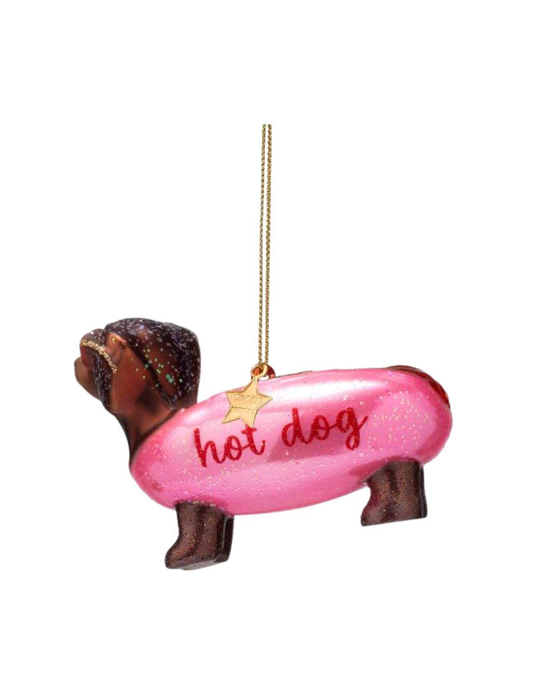 Ornament Glass Bubblegum Pink Hotdog Dachshund (6 Cm)