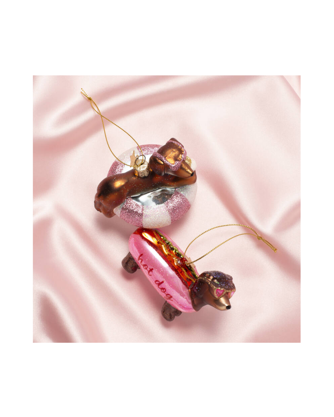 Ornament Glass Bubblegum Pink Hotdog Dachshund (6 Cm)