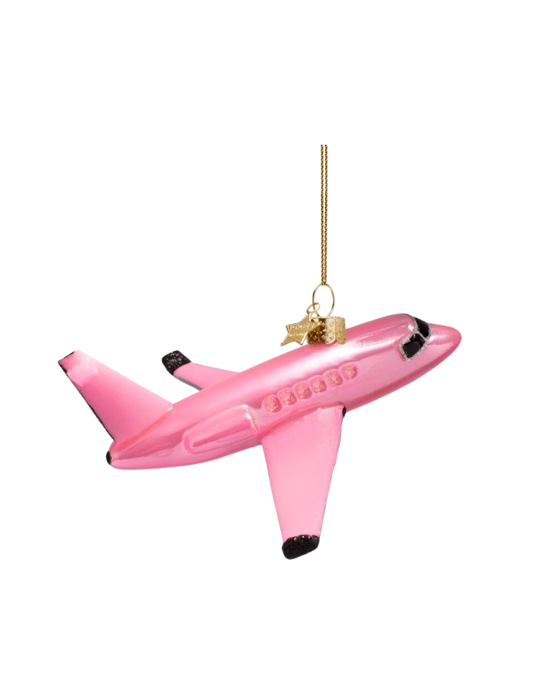 Ornament Glass Pink Opal Airplane (5.5 Cm)