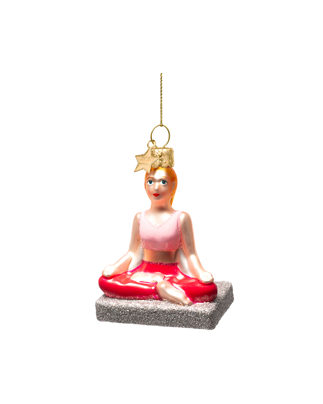 Ornament Glass Yoga Sukhasana (Easy Pose) (7 Cm)