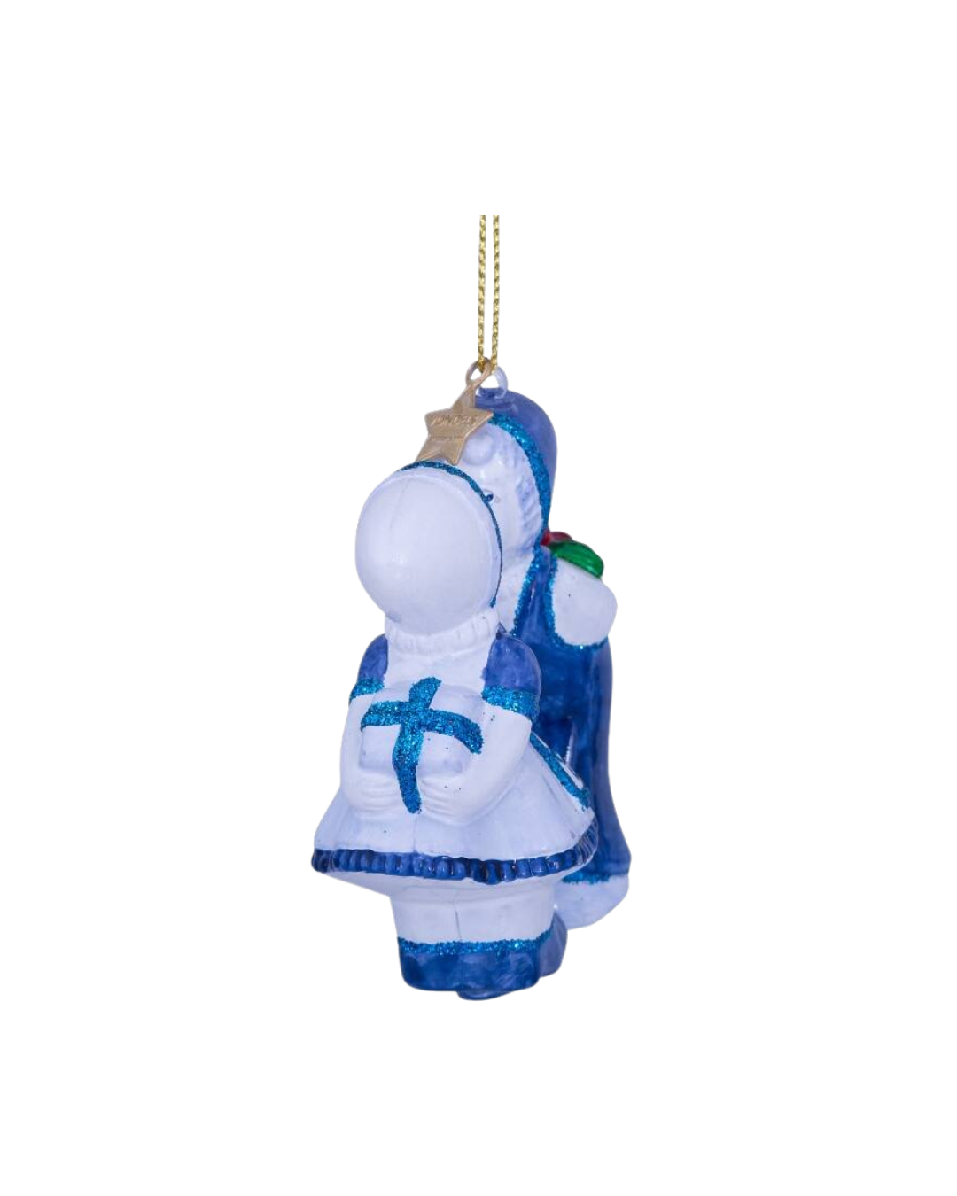 Ornament Glass Delft Blue Kissing Boy And Girl (10 Cm)
