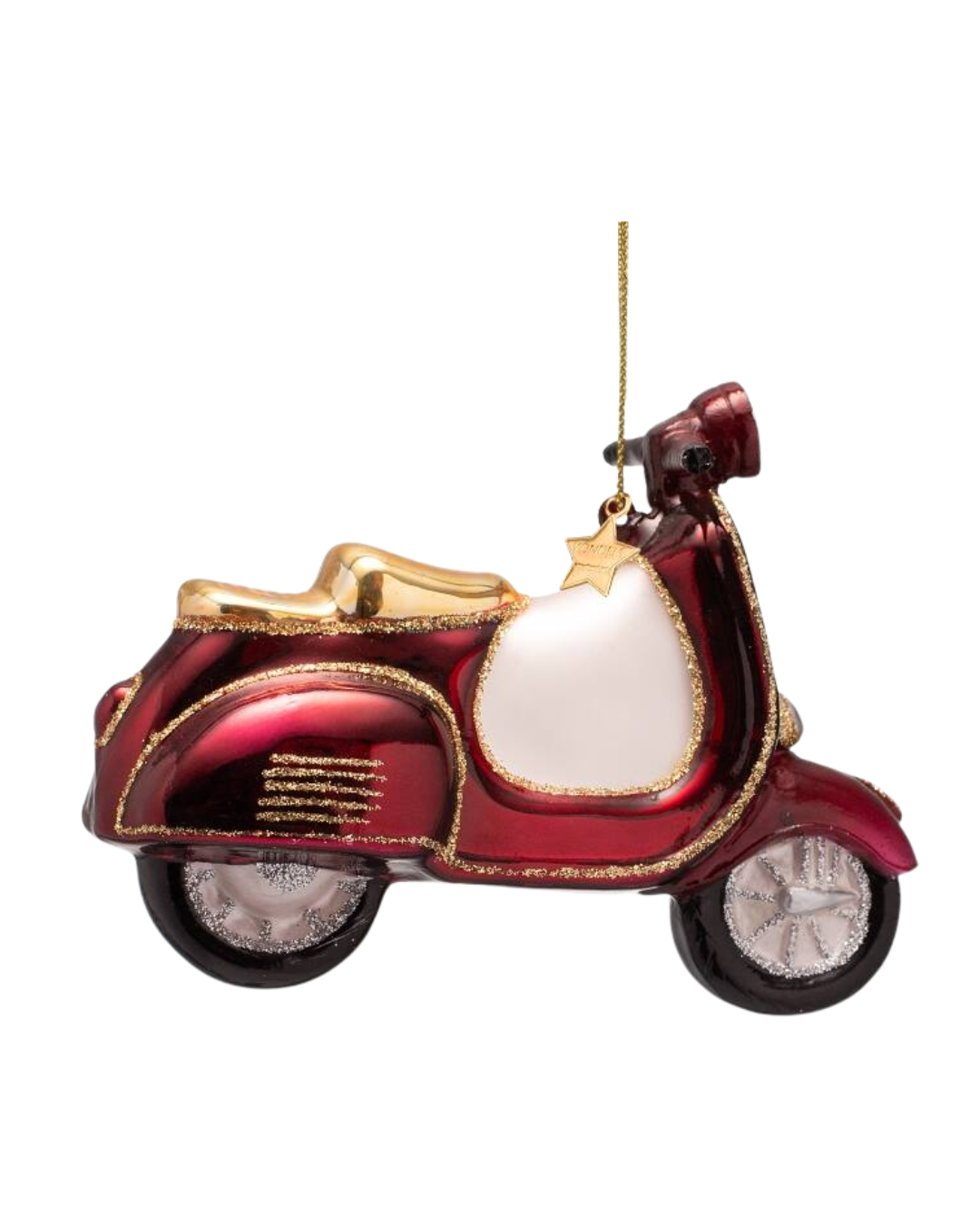 Ornament Glass Burgundy Scooter (9.5 Cm)