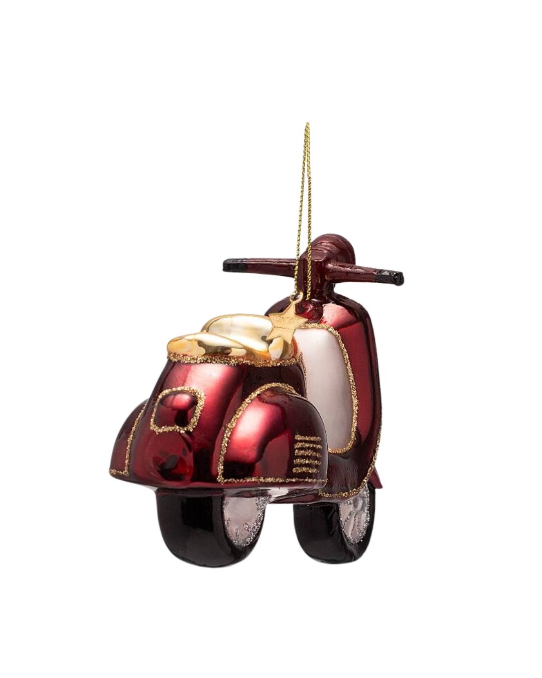 Ornament Glass Burgundy Scooter (9.5 Cm)