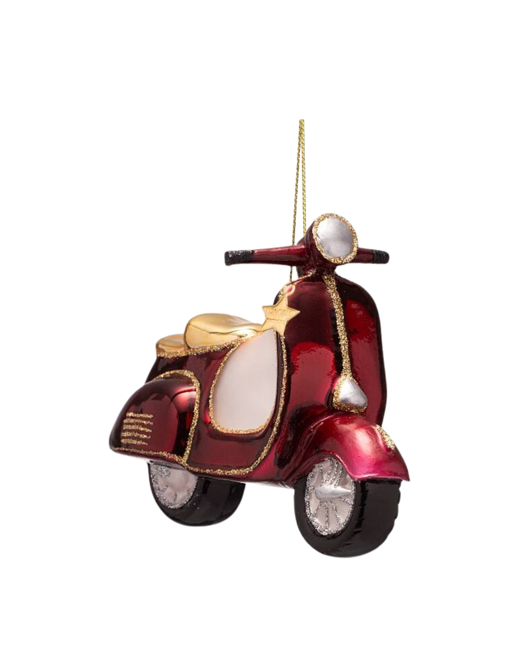 Ornament Glass Burgundy Scooter (9.5 Cm)