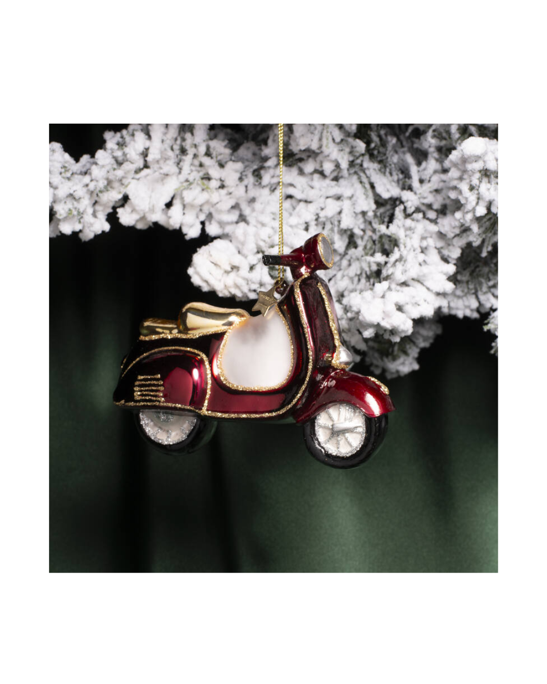 Ornament Glass Burgundy Scooter (9.5 Cm)