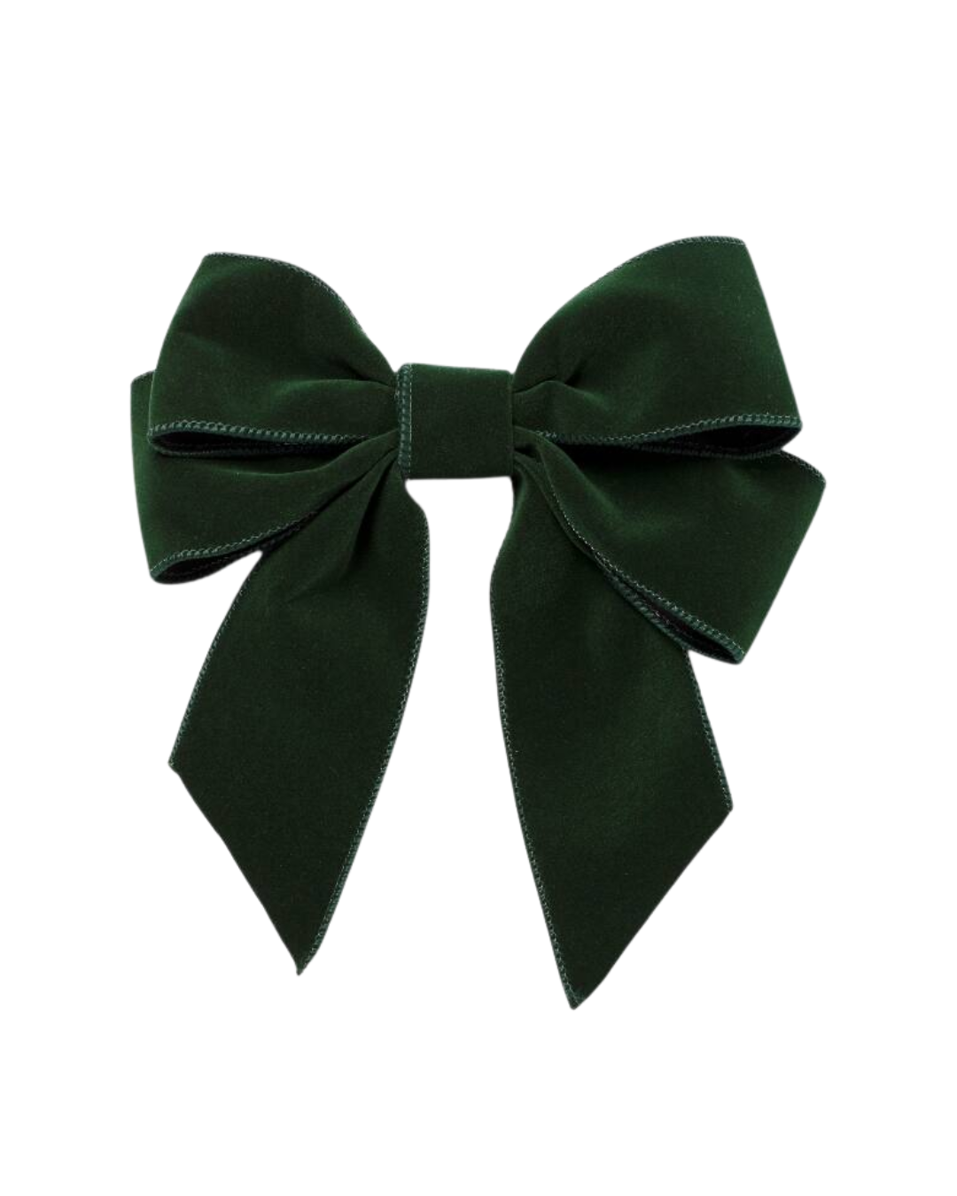 Velvet Bow With Clip Set Of 2 Green (20 Cm)