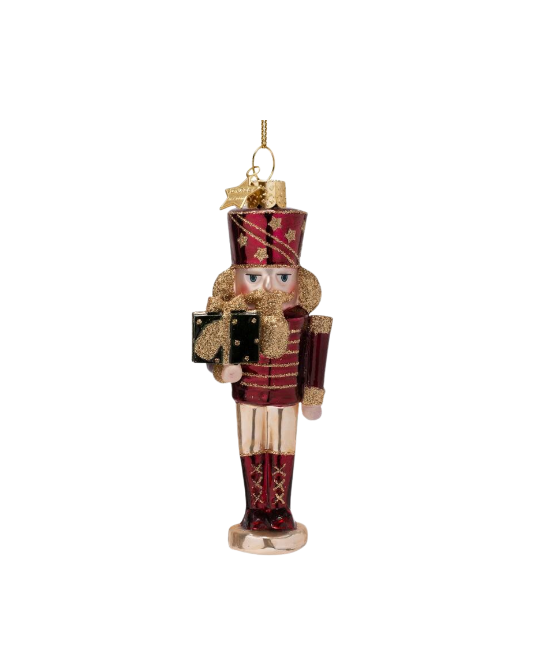 Ornament Glass Burgundy Nutcracker (16.5 Cm)