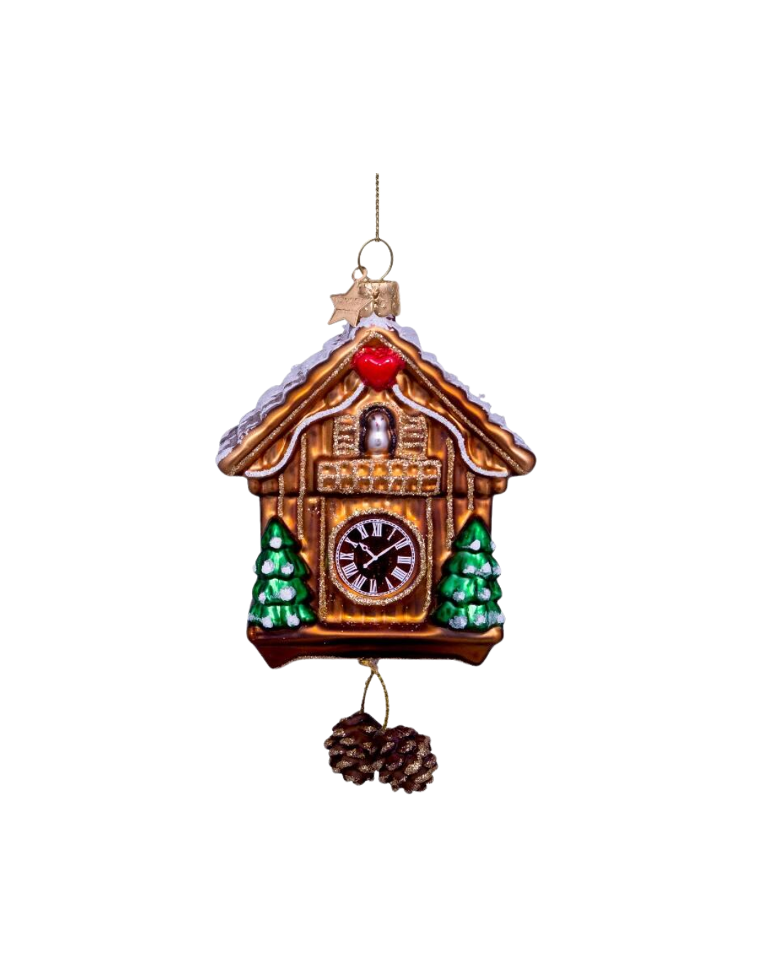 Ornament Glass Brown Cuckoo Clock (10 Cm)