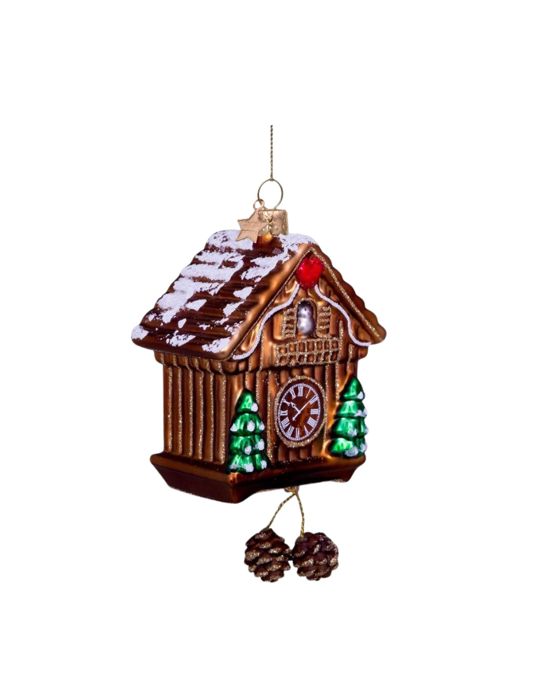 Ornament Glass Brown Cuckoo Clock (10 Cm)