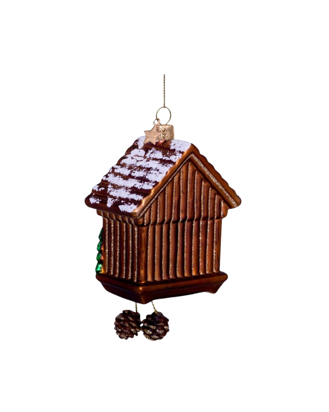 Ornament Glass Brown Cuckoo Clock (10 Cm)