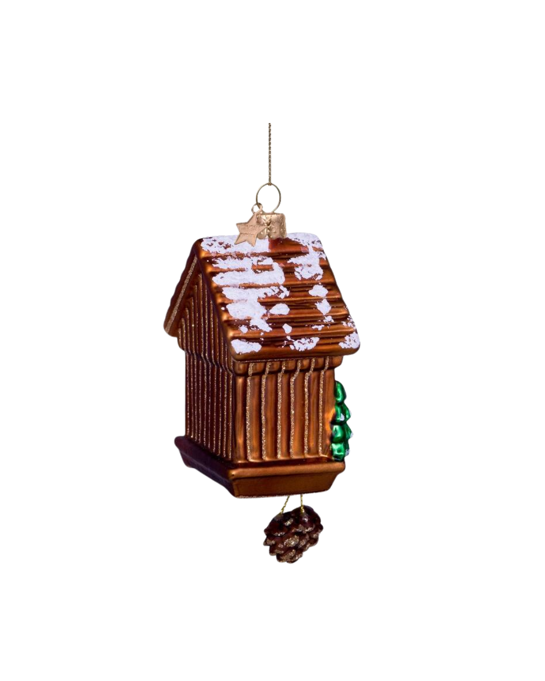 Ornament Glass Brown Cuckoo Clock (10 Cm)