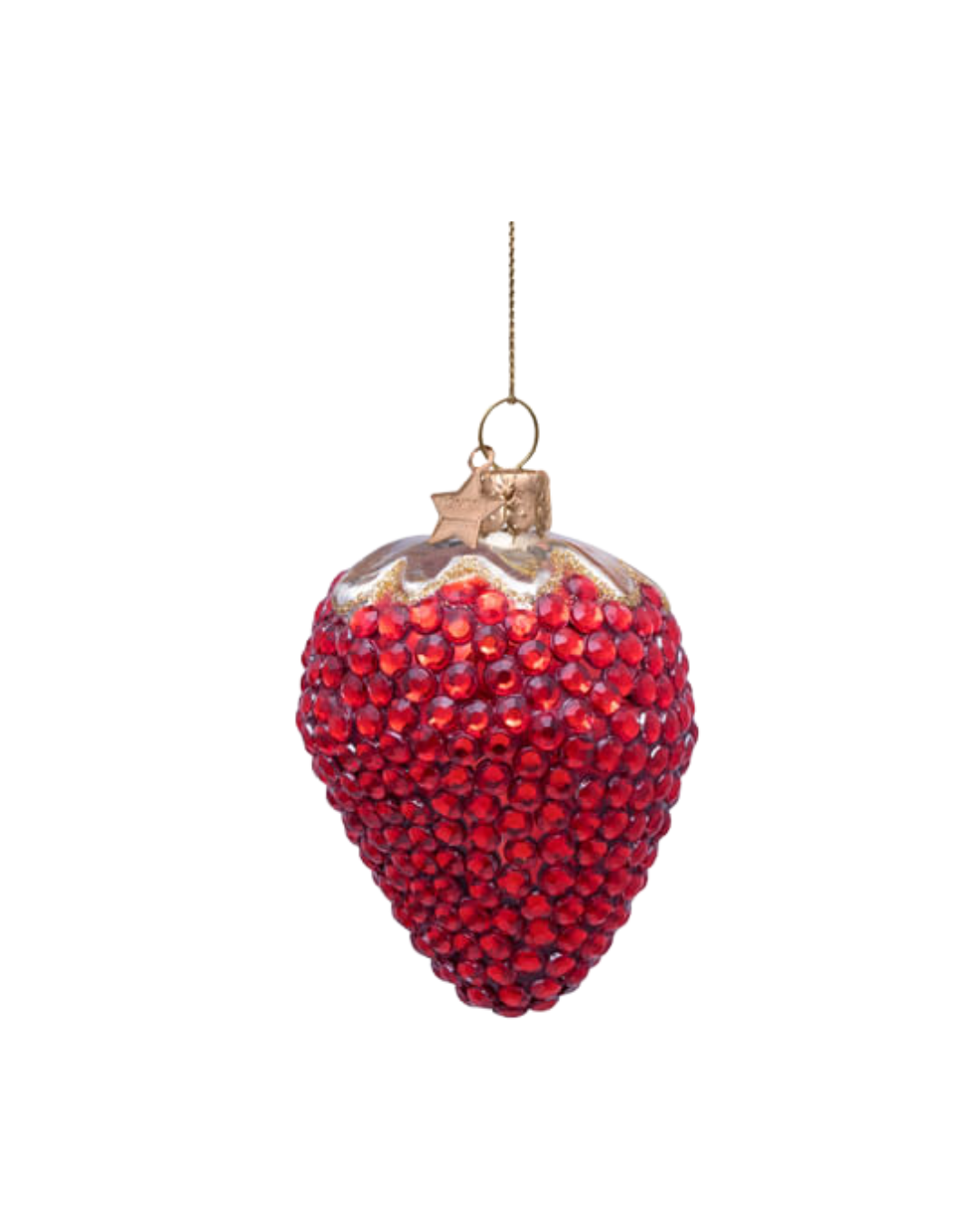Ornament Glass Red Strawberry W/diamonds Allover (9 Cm)