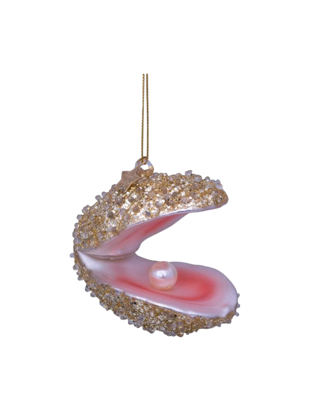 Ornament Glass Champagne Glitter Oyster (7 Cm)