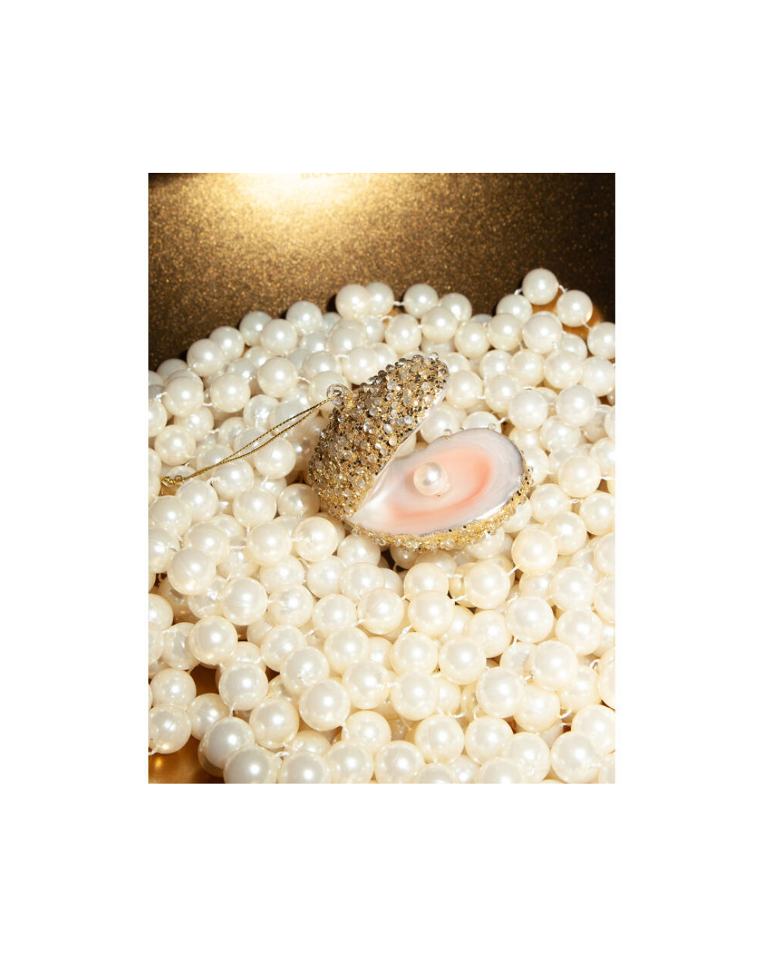 Ornament Glass Champagne Glitter Oyster (7 Cm)