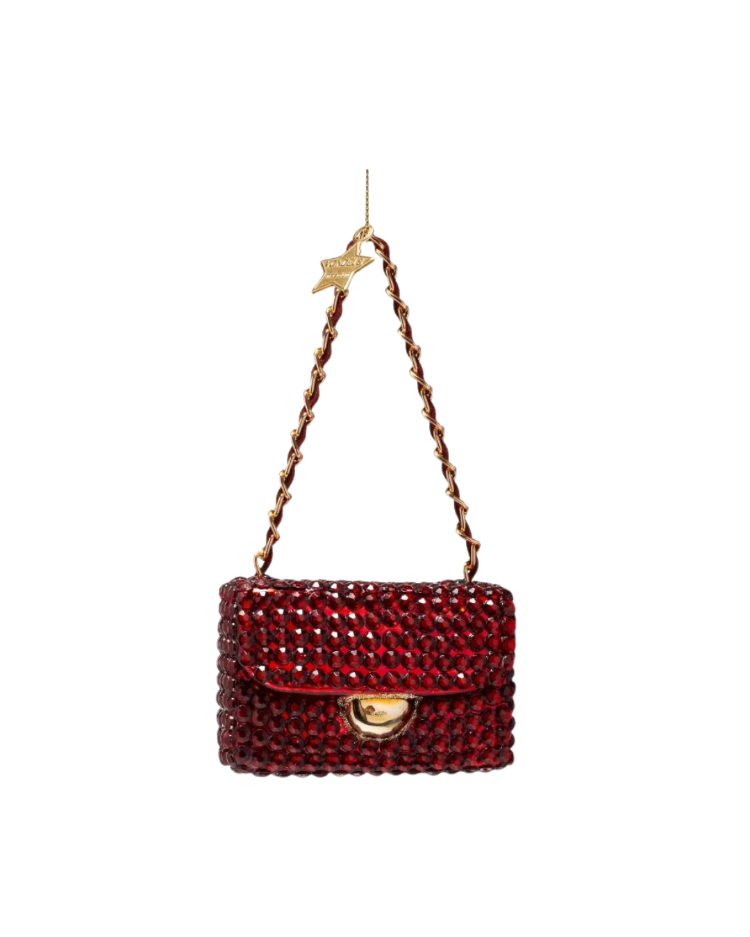 Ornament Glass Burgundy Fashion Bag W/diamond Allover (5.5 Cm)