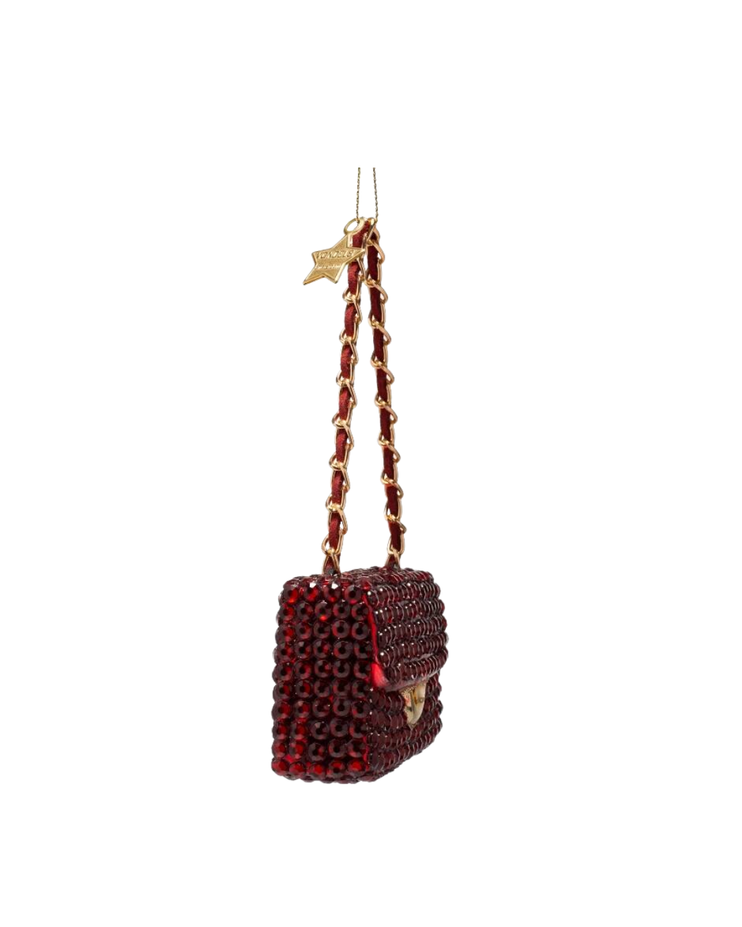 Ornament Glass Burgundy Fashion Bag W/diamond Allover (5.5 Cm)