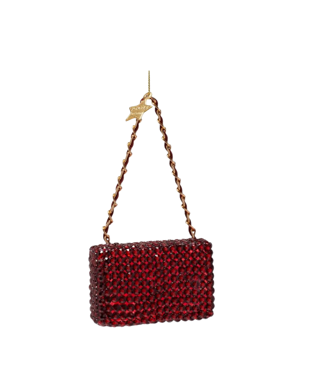 Ornament Glass Burgundy Fashion Bag W/diamond Allover (5.5 Cm)