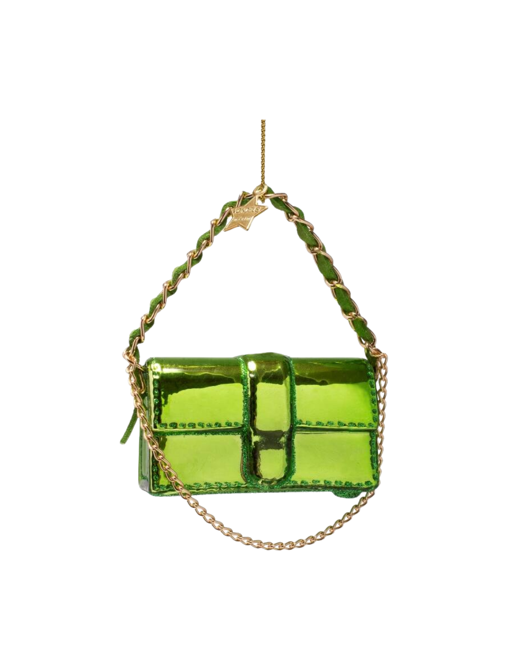 Ornament Glass Shiny Emerald Green Fashion Shoulder Bag (5.5 Cm)