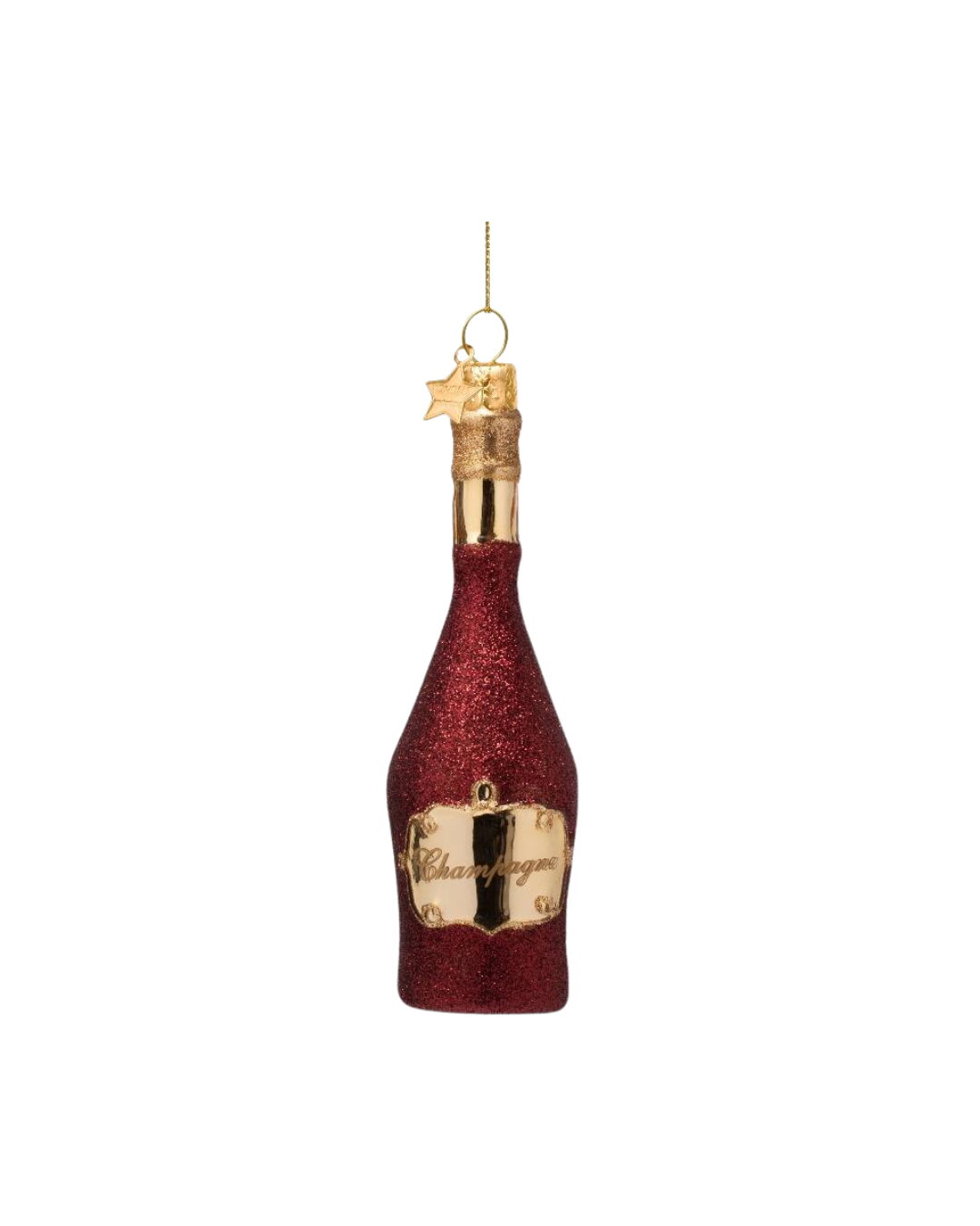 Ornament Glass Burgundy Champagne Bottle (17 Cm)