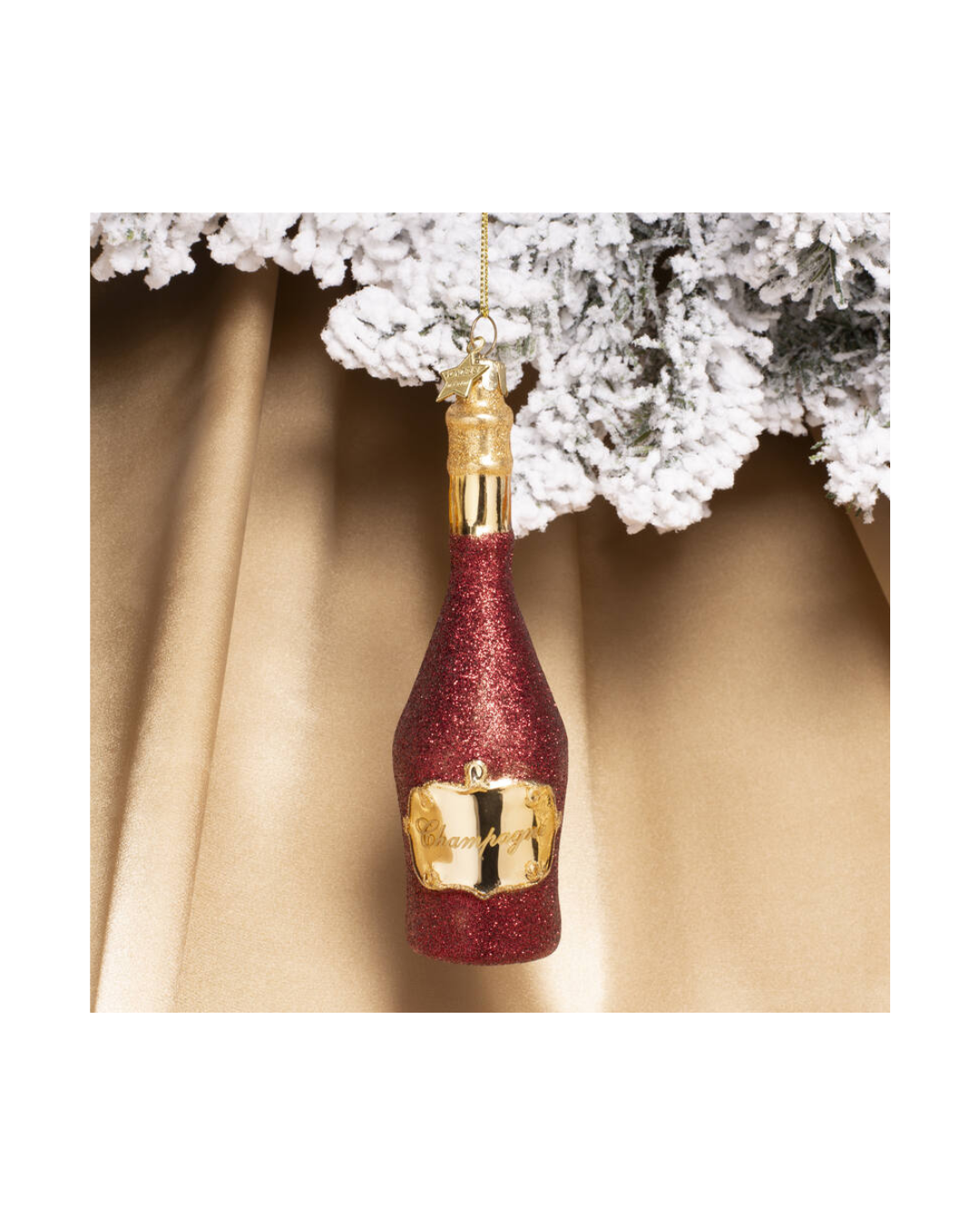 Ornament Glass Burgundy Champagne Bottle (17 Cm)