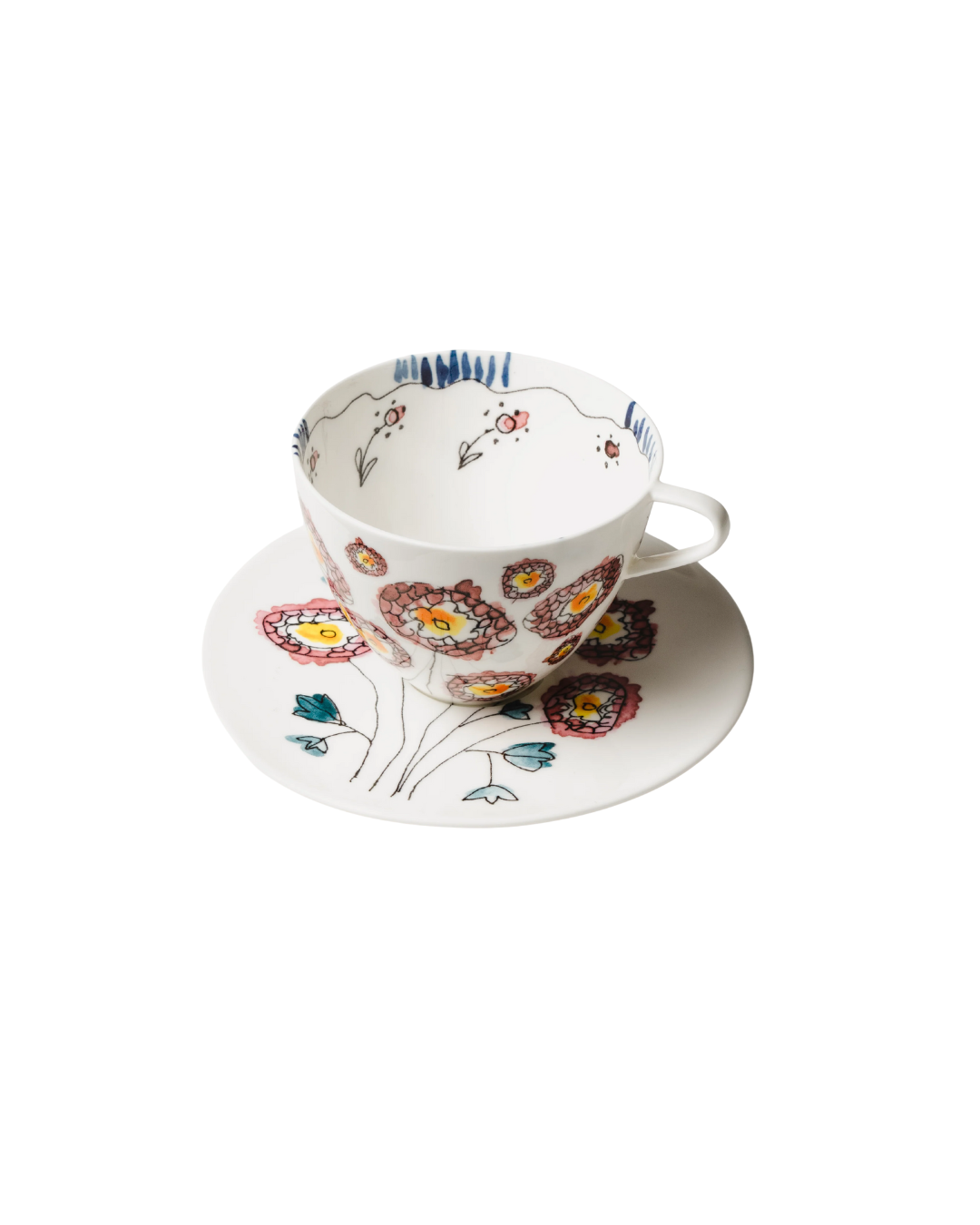 Cappuccino Cup & Saucer Anemone Milk Mf (Set Of 2)