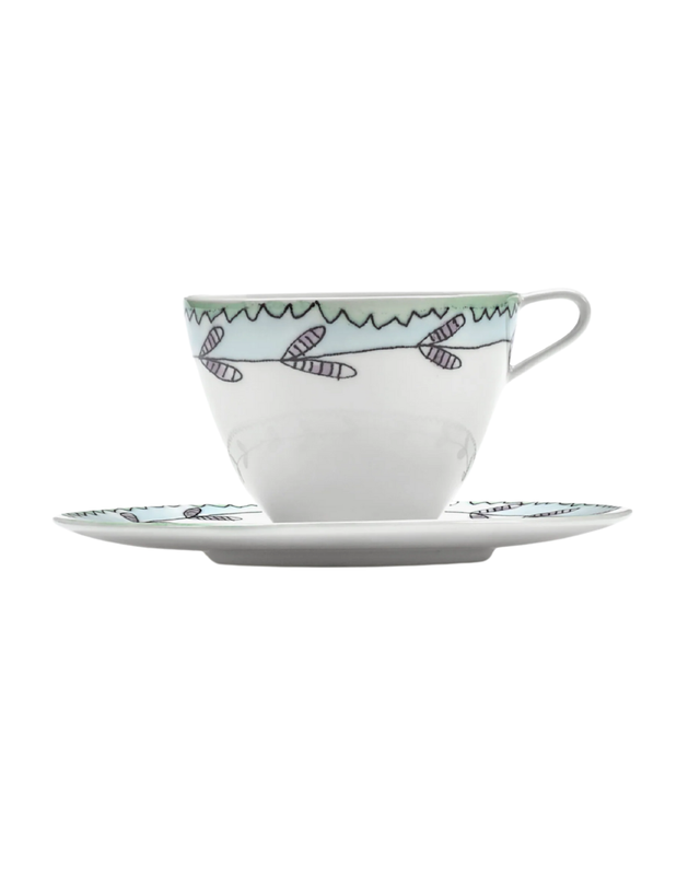 Coffee Cup High & Saucer Blossom Milk Mf (Set Of 2)
