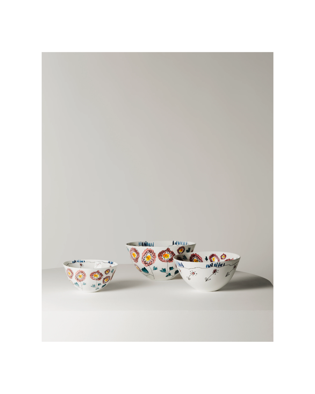 Serving Bowl M Anemone Milk Midnight Flowers