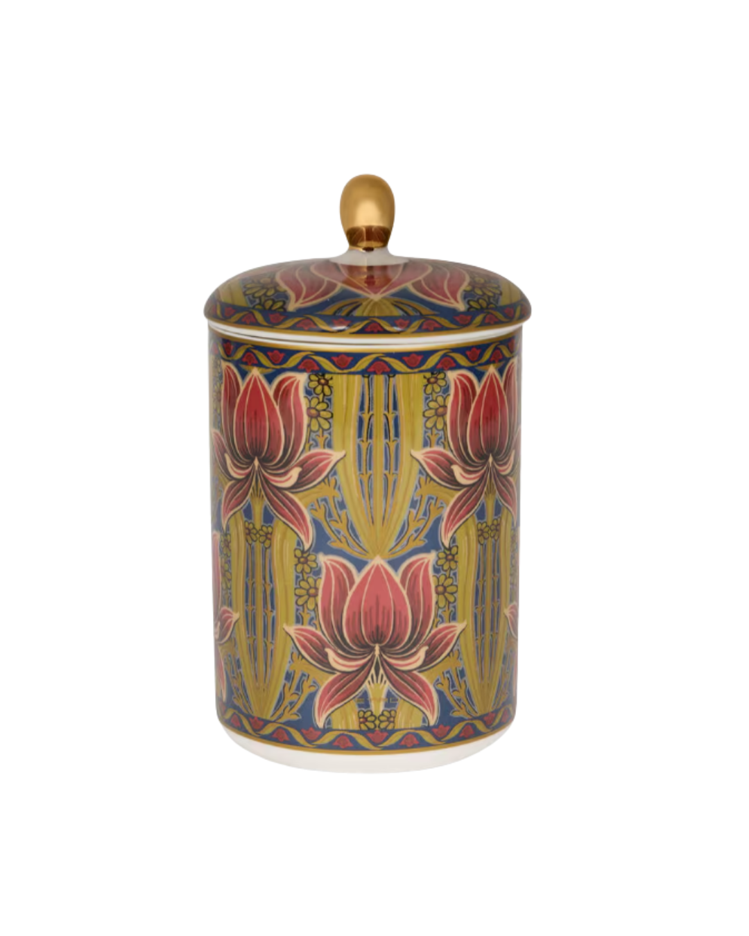 Porcelain Candle Jar With Lid And Floral Motif