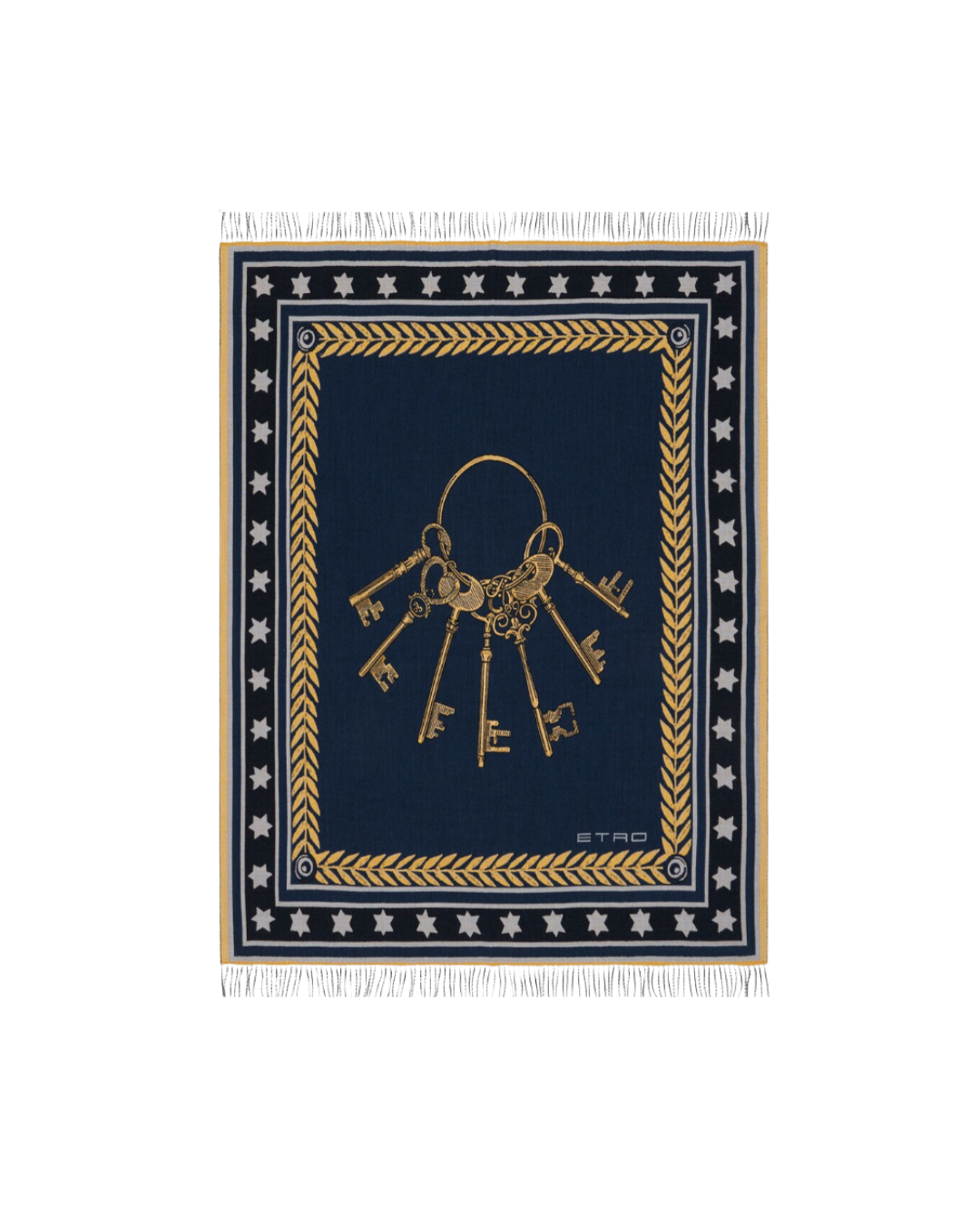 Wool Jacquard Throw Blanket With Keys