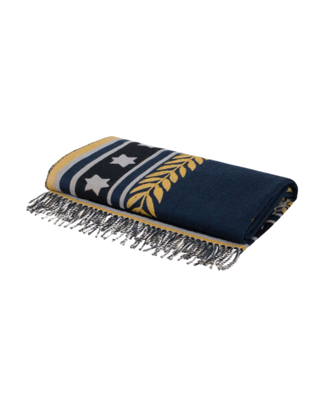 Wool Jacquard Throw Blanket With Keys