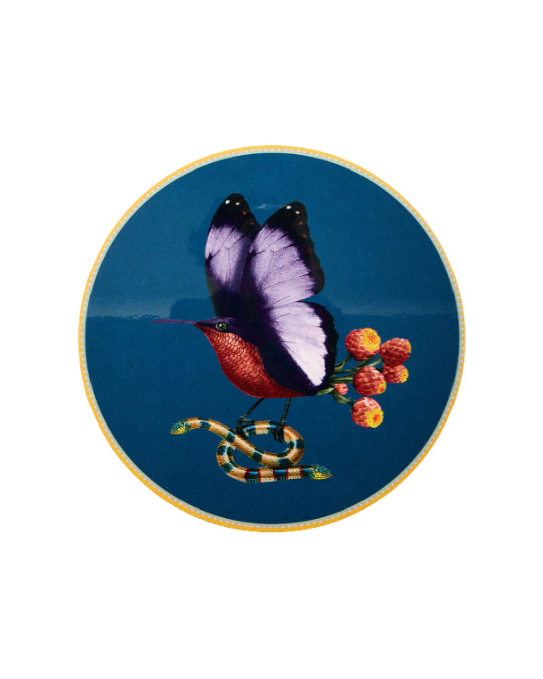Butterbird Navy in Cork Disk Placemat