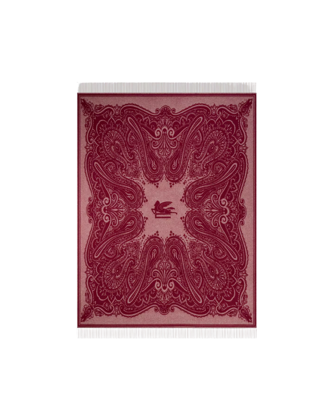 Wool Jacquard Throw With Pegaso And Paisley Pattern (140 x 180 Cm)