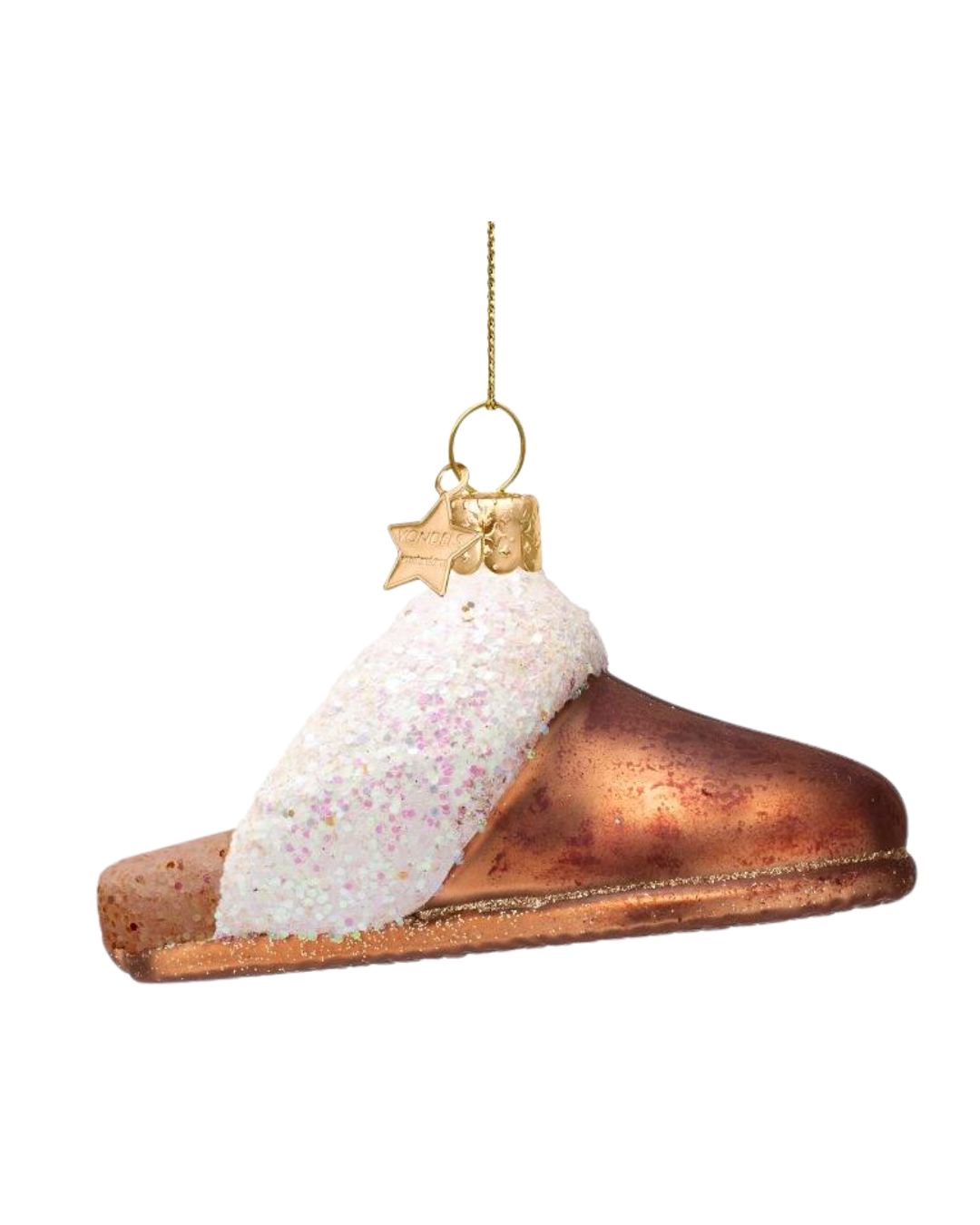 Ornament Glass Brown Suede Slippers (6 Cm)