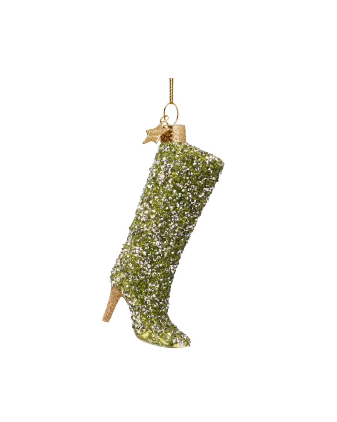 Ornament Glass Bright Green Diamond Boot (10.5 Cm)