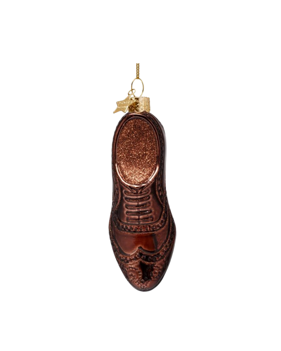 Ornament Glass Dark Brown Brogue Shoe (10 Cm)