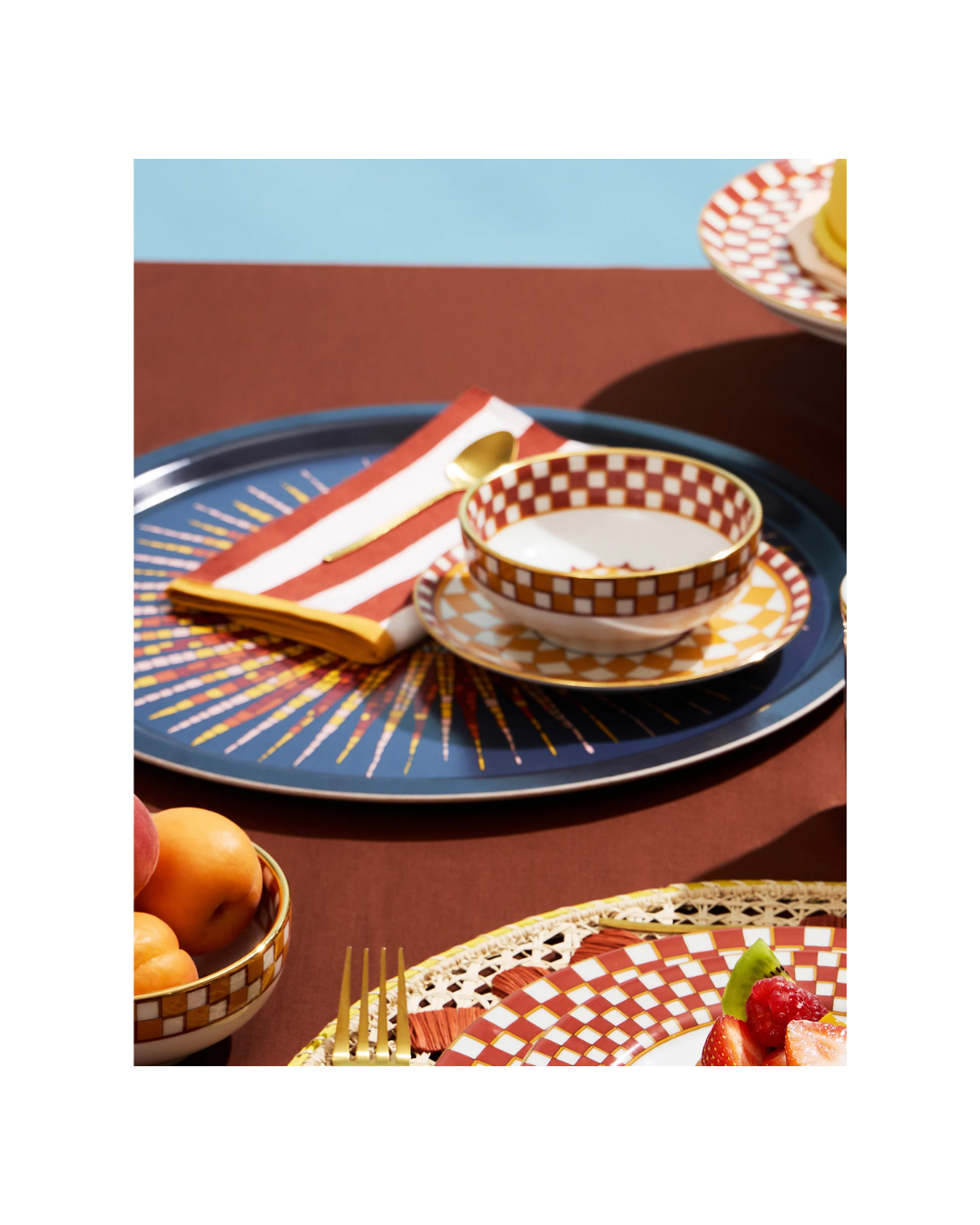 Round Printed Tray Sunrays Midnight